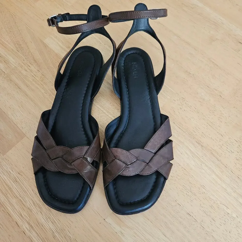 Me + Em Italian Leather Interwoven Strappy Sandals sz 41